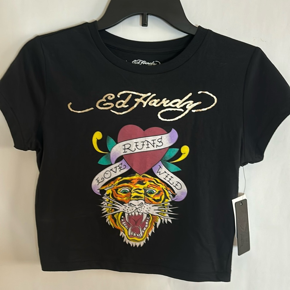 ** BRAND NEW WITH TAGS ** ED HARDY SHORT SLEEVE CHOPPED GRAPHIC BABY TEE